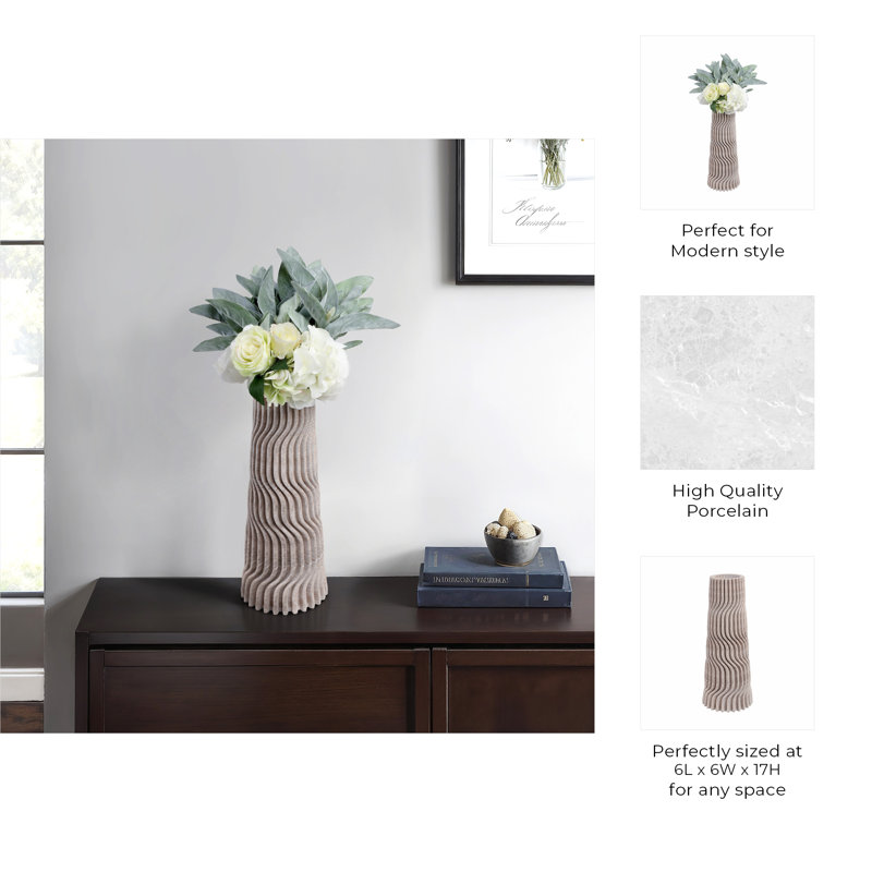 Shelvin Handmade Stoneware Table Vase, 17" H x 6" W x 6" D