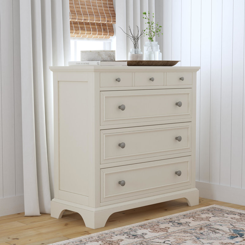 Commode 4 tiroirs Mosqueda, Blanc cassé
