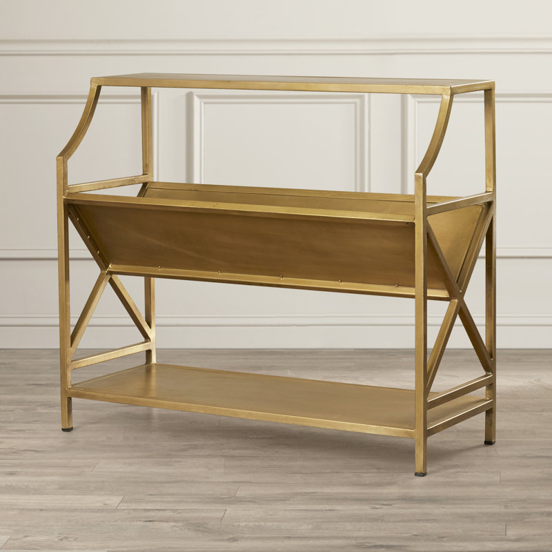 Keats Library 2 Tier 36"W Bookcase, Antique Gold