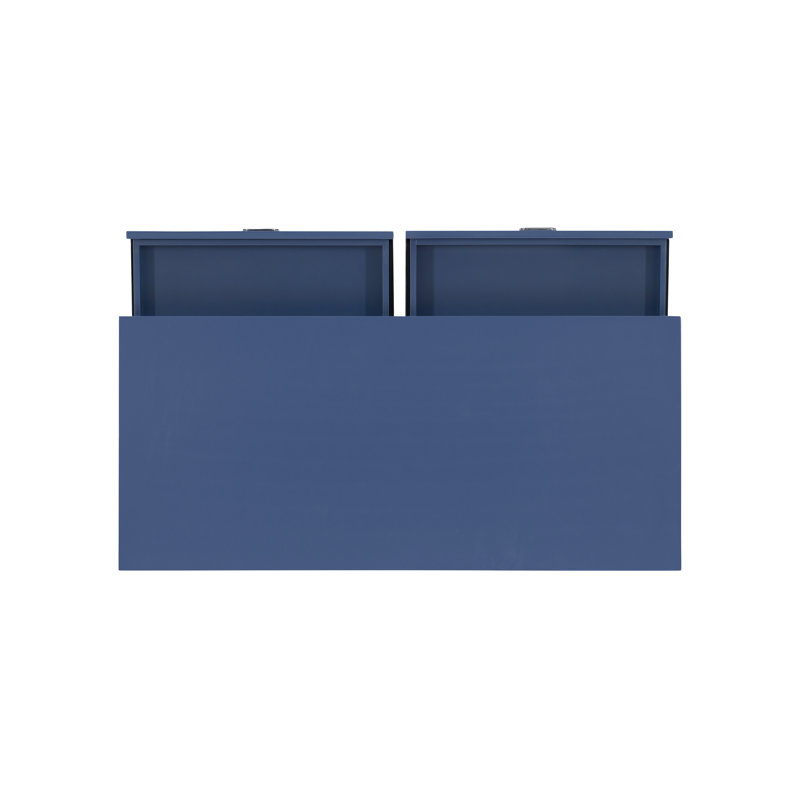 Halstad Modern 44 Long Desk with Drawer Storage, Navy Blue