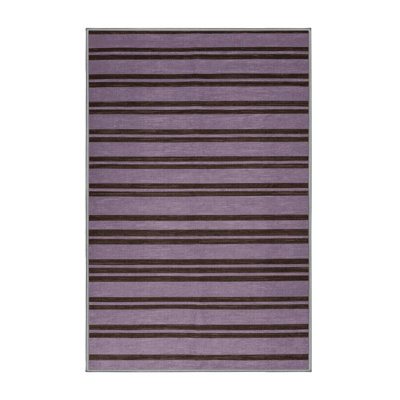 Machine Washable Horizontal Stripes Pink Area Rug
