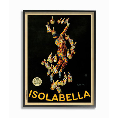 Isolabella Vintage Poster Drink Design Oversized Black Framed Giclee Texturized Art by Marcello Dudovich