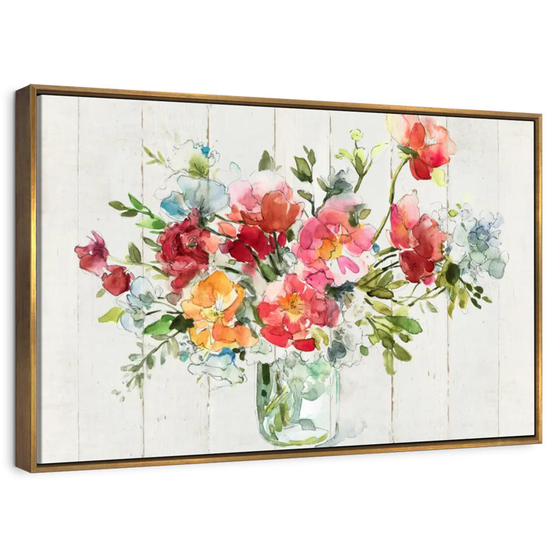 My Summer Garden I, Cadre flottant doré, 19 po x 13 po