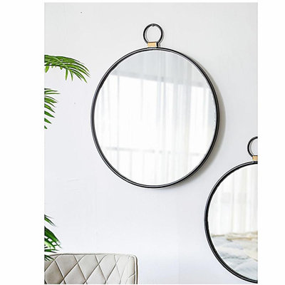 Miroir de 24 po x 27 po à cadre noir - pièce décorative contemporaine pour le salon, la chambre à coucher, le vestibule, le vestibule, rehausse la pièce avec un mur d'entrée naturel réfléchissant de conception minimaliste moderne, réfléchit pour illuminer