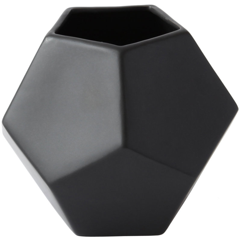 Faceted Table Vase, 4" H x 4.5" W x 4.5" D, Black