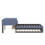 Lit plateforme tapissier simple avec lit gigogne, tiroirs et bureau