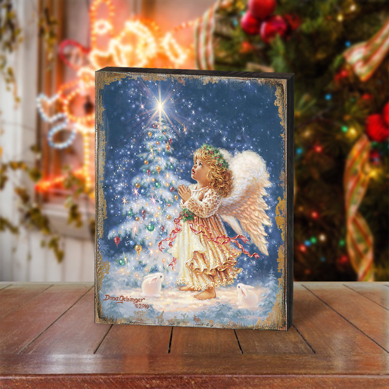 Bloc de bois my christmas voeu par dona gelsinger Muammer, H 5,5 po x l 7 po x P 1 po