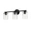 3 lumières 21 po Éclairage pour meuble-lavabo noir mat avec abat-jour en verre transparent martelé-1107782664-1134545831