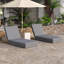 Chaise longue d'extérieur inclinable en bois d'acacia massif de l 27,2 po x P 76,8 po x H 5,9 po Christopher Knight Home