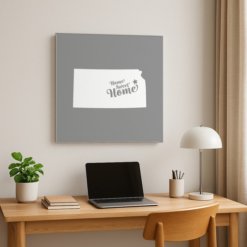 Home Sweet Manhattan — Silhouette de l'État du Kansas — Décoration murale carrée en métal, H 32 po x l 32 po