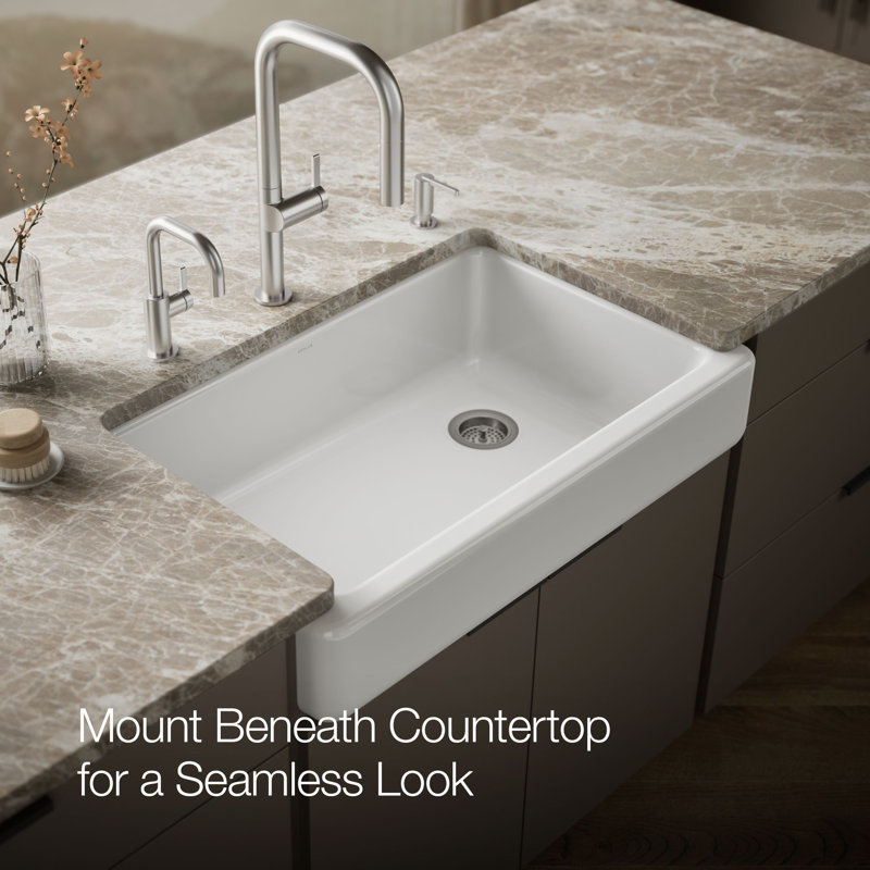 Whitehaven® Self-Trimming 36" L x 22" W Farmhouse Kitchen Sink, White
