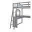 Lit mezzanine double en bois avec bureau en U, compartiments de rangement et miroir à trois volets, gris-610412795