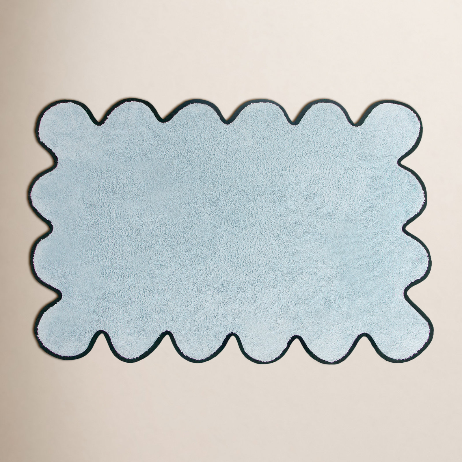 Scalloped Cotton Bath Mat, Blue