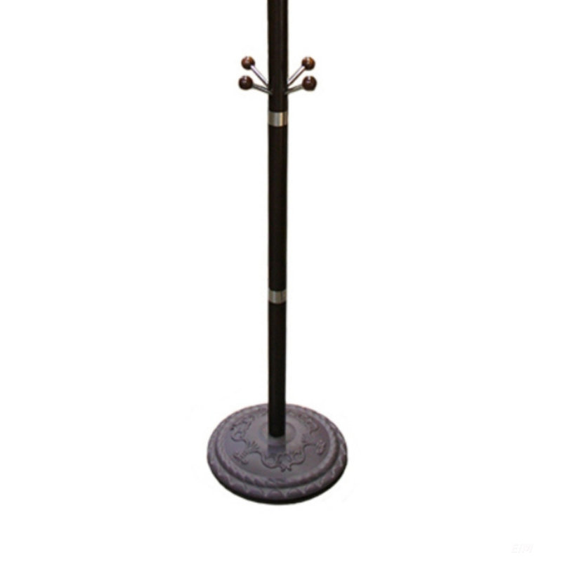 Stylish 73-Inch Tall Chrome And Wood Coat Rack With Espresso Finish, Perfect For Organized Entryways And Living Spaces.
