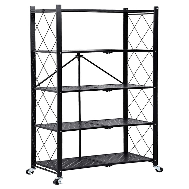 Heavy Duty Foldable Metal Rack Storage Shelving Unit With Wheels Moving