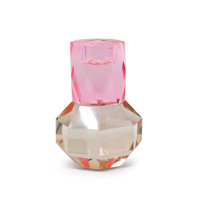 Bougeoir en cristal rose / ambre