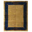 Antique Art Deco Chinese Navy Blue Border Ivory Beige Cream Open Field Rug