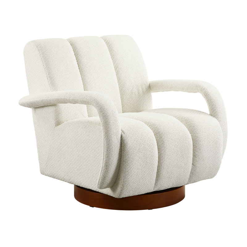 Swivel Upholstered Accent Armchair, White