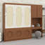 Lit escamotable avec armoire de rangement latérale, bureau intégré, tiroirs et portes cintrées pour studios ou chambres d'amis-806545218