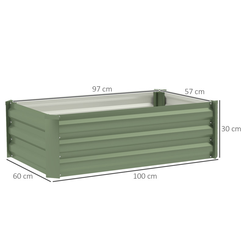 Outsunny Set of 2 Raised Garden Bed, 100 x 60 x 30 cm, Green