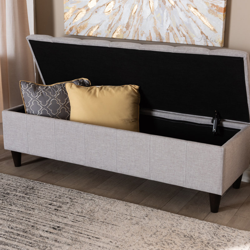 Kalarovich Polyester Upholstered Storage Bench, Grayish Beige