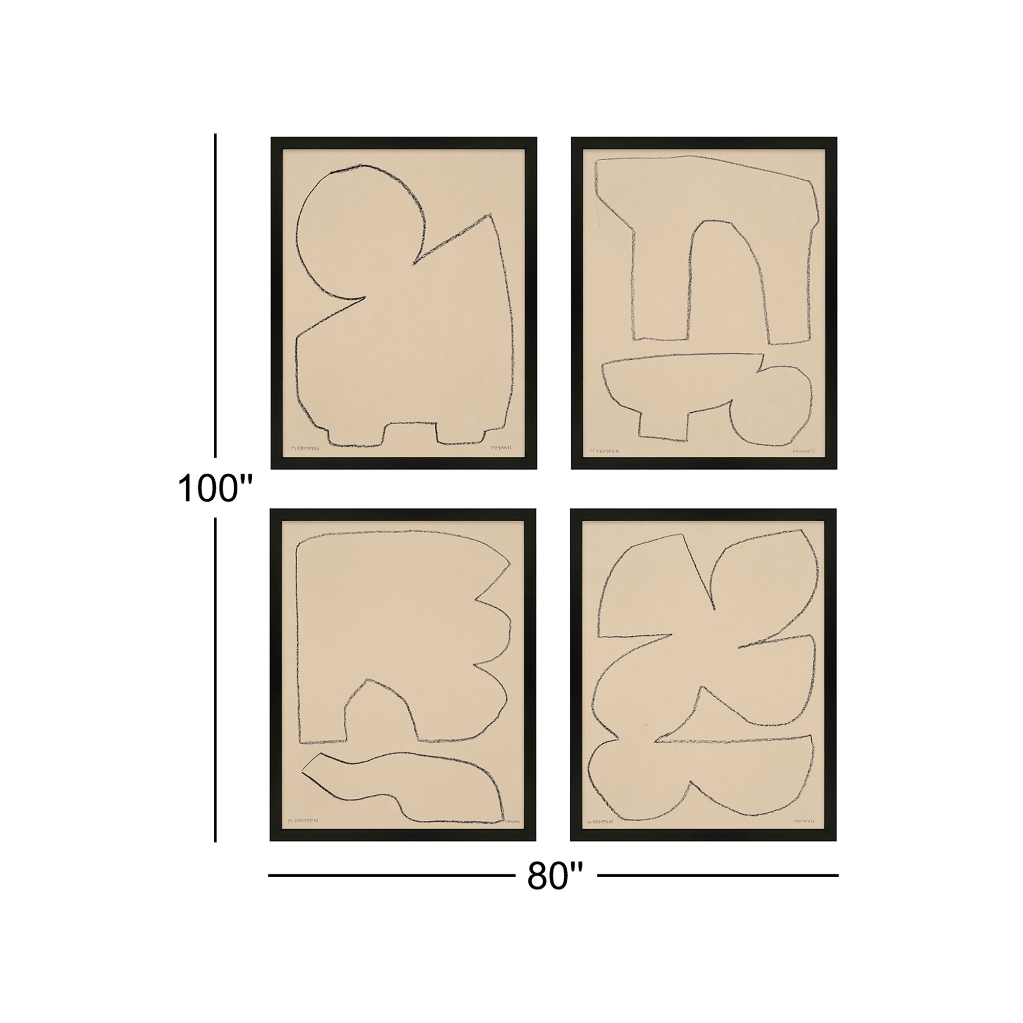 Outlines by Michael Kempen, 20" W x 25" H, Black Framed