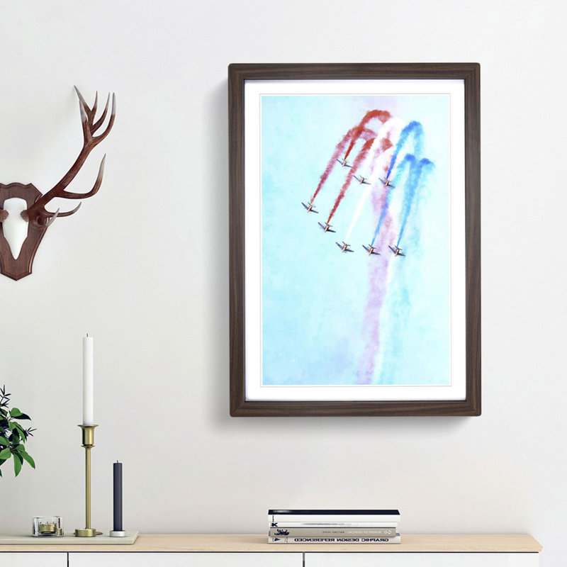 Planes in Formation - Framed Print, 33cm H x 24cm W x 2cm D, Walnut Framed