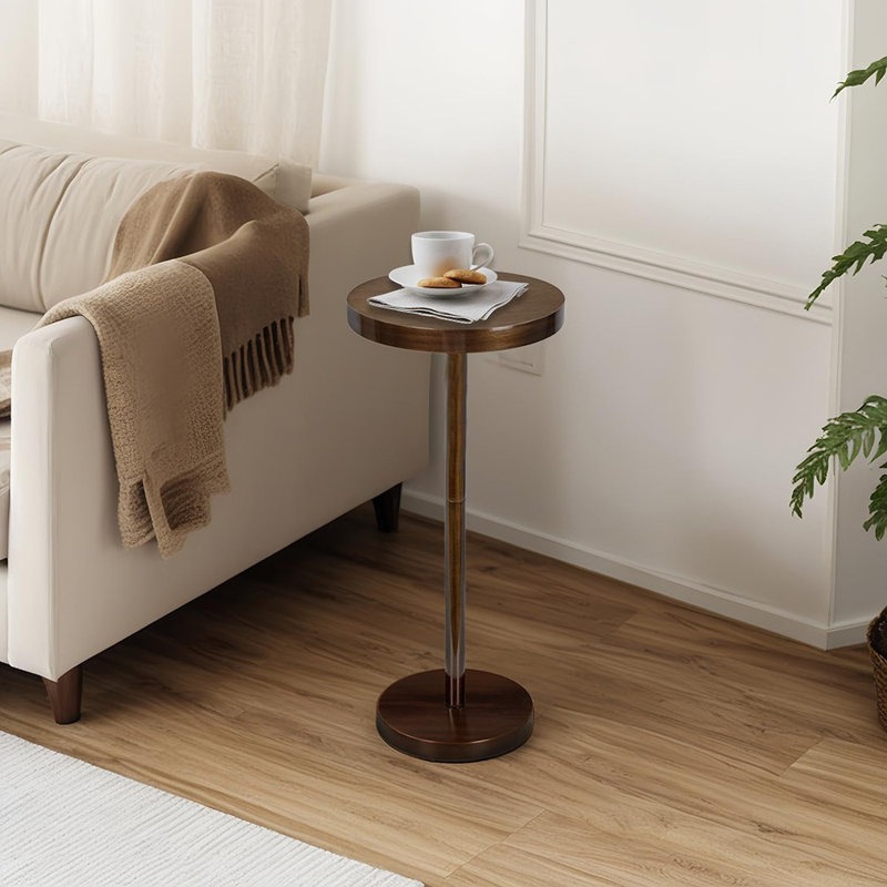 Table d'appoint à piédestal, table à boisson, petite table à martini ronde pour le salon, dortoir, bureau à domicile et chambre à coucher, brun
