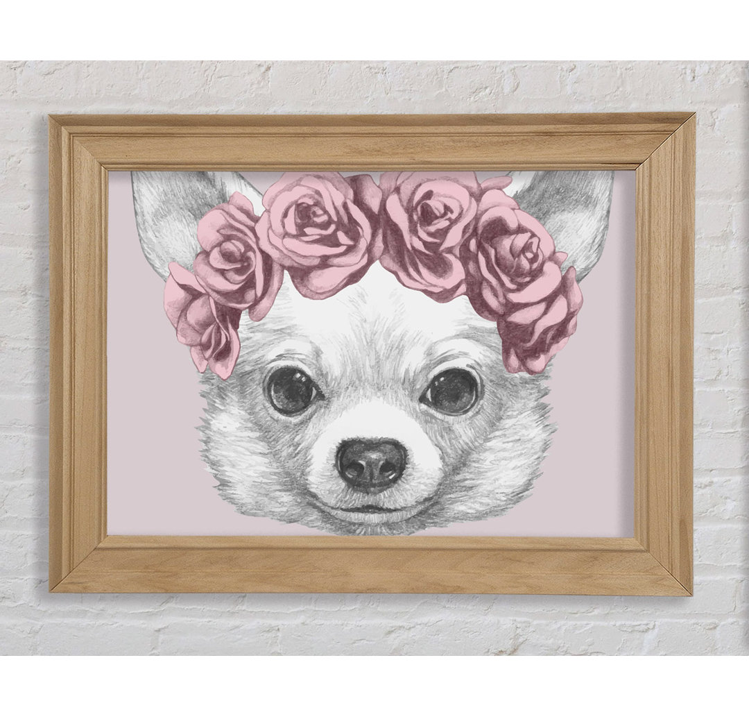 Blumenkopf Chihuahua - Einzelner Bilderrahmen Kunstdrucke