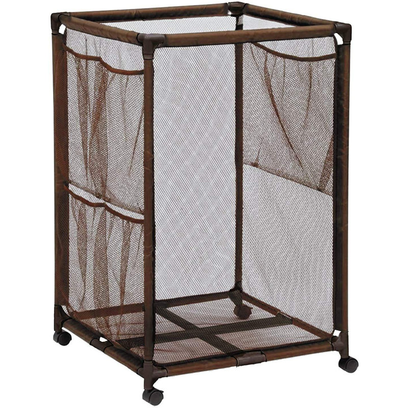 Brown Lockable Plastic Deck Box with Wheels and Mesh Storage