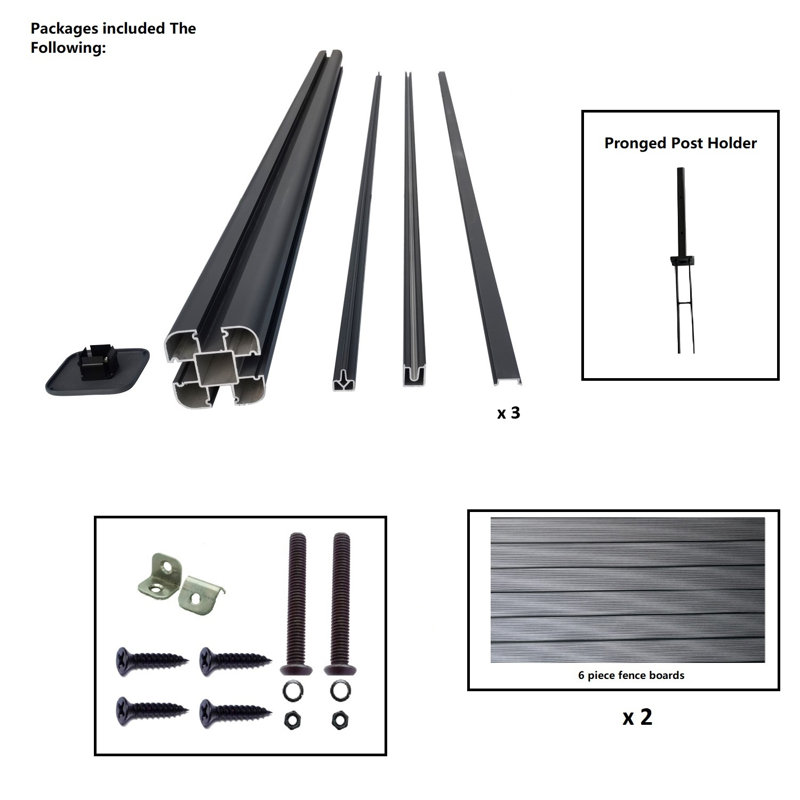 Panneau de clôture d'intimité composite Castle Gray 6 pi x 6 pi, supports à enfoncer à griffes, 1