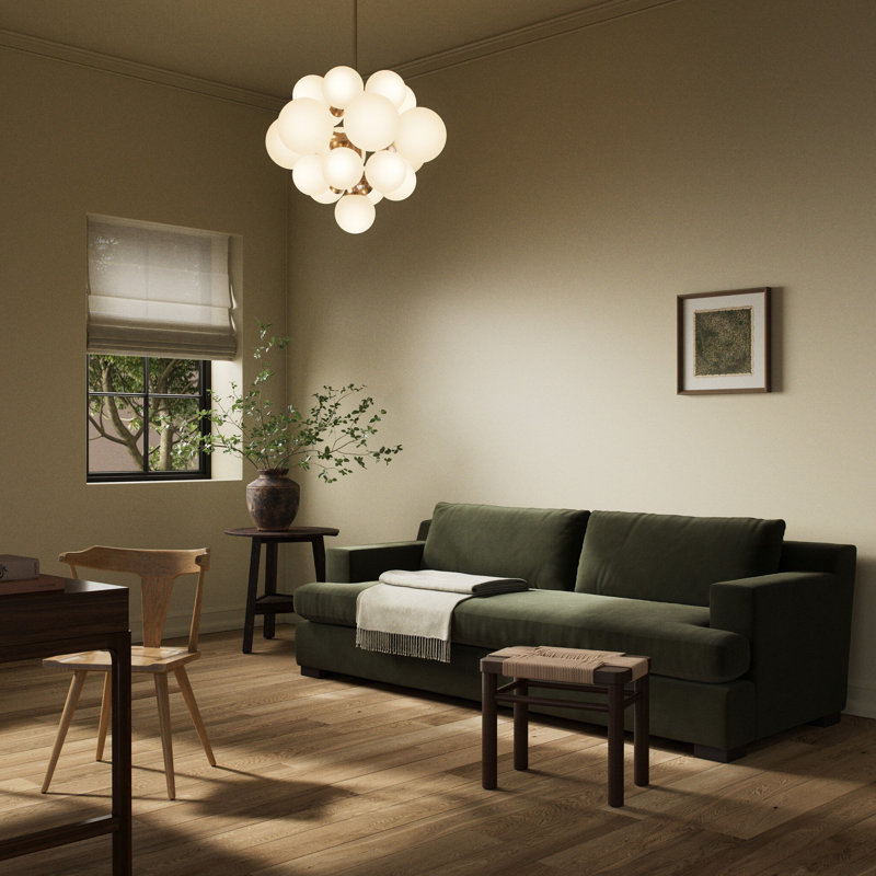 Crispin Sofa - Crypton Nomad Snow, 33" H x 96" W x 42.50" D, Surrey Olive