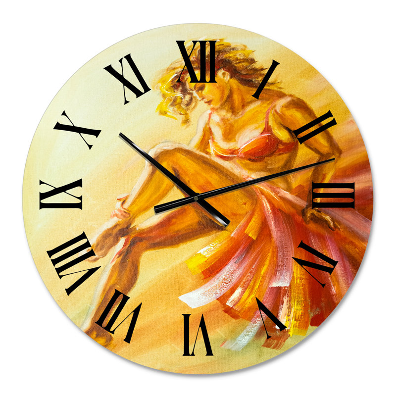 Horloge murale moderne danseuse de flamenco aux couleurs chaudes, Petit