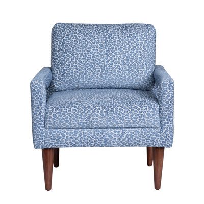 Blue Upholstered Accent Armchair With Wood Frame