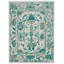 Karina Hand Knotted Wool Oriental Area Rug in Ivory/Green/Gray/Blue-1267223960
