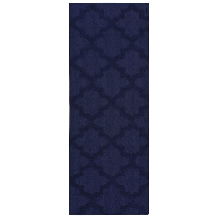 Navy Nasturtium Cut-loop Trellis Area Rug by