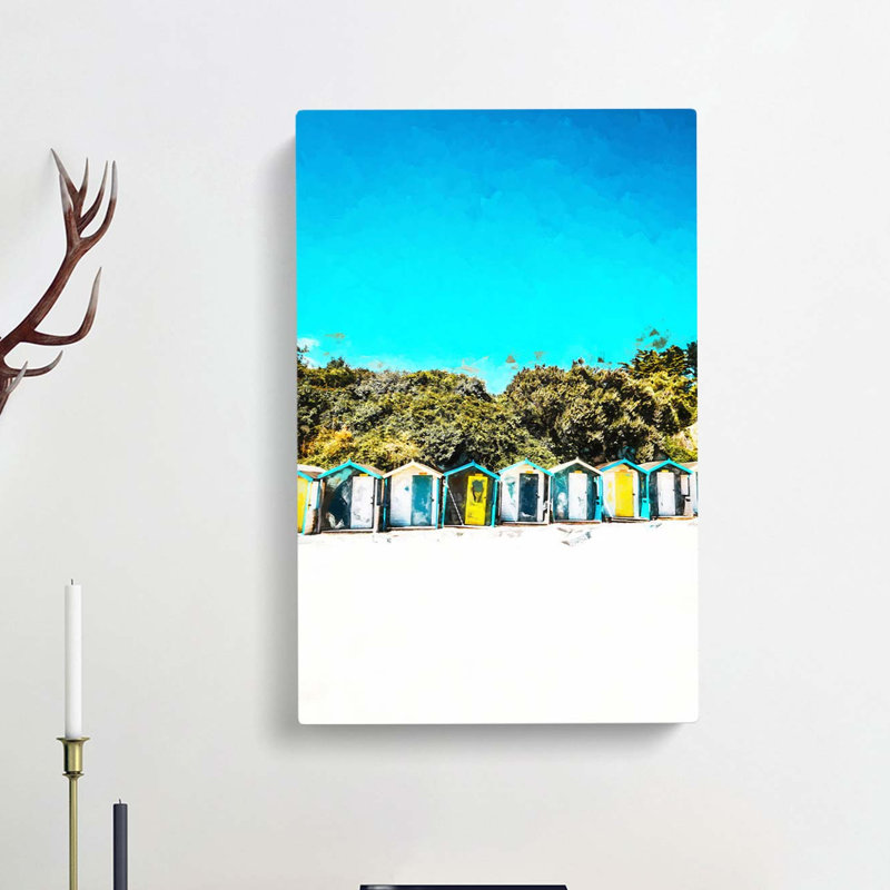 Swanpool Beach Huts In Falmouth In Abstract - Wrapped Canvas, 76cm H x 50cm W x 3cm D