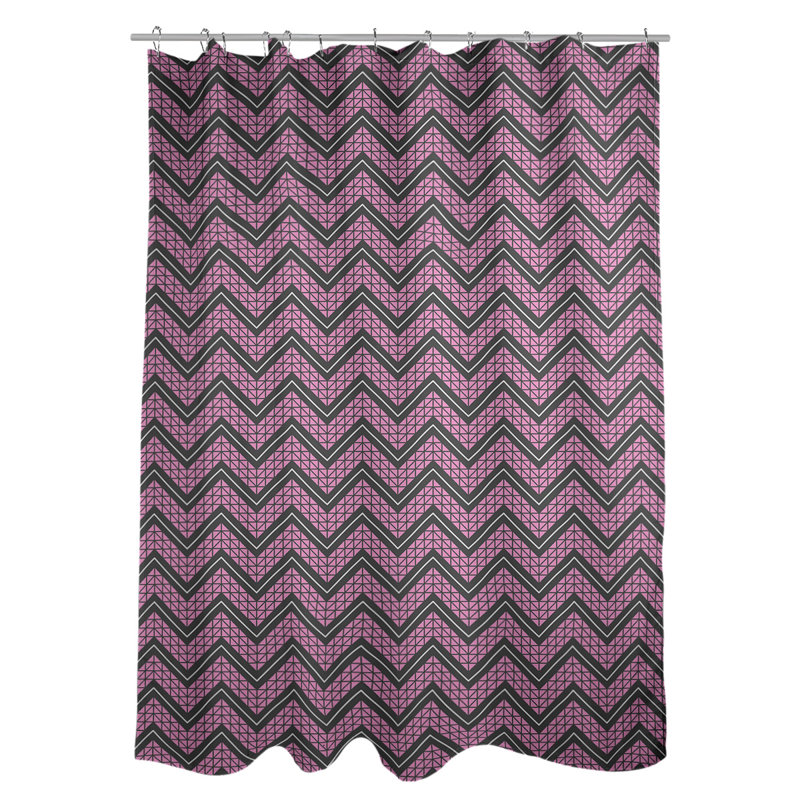 Rideau de douche simple à chevrons à la main classic, Rose / Noir