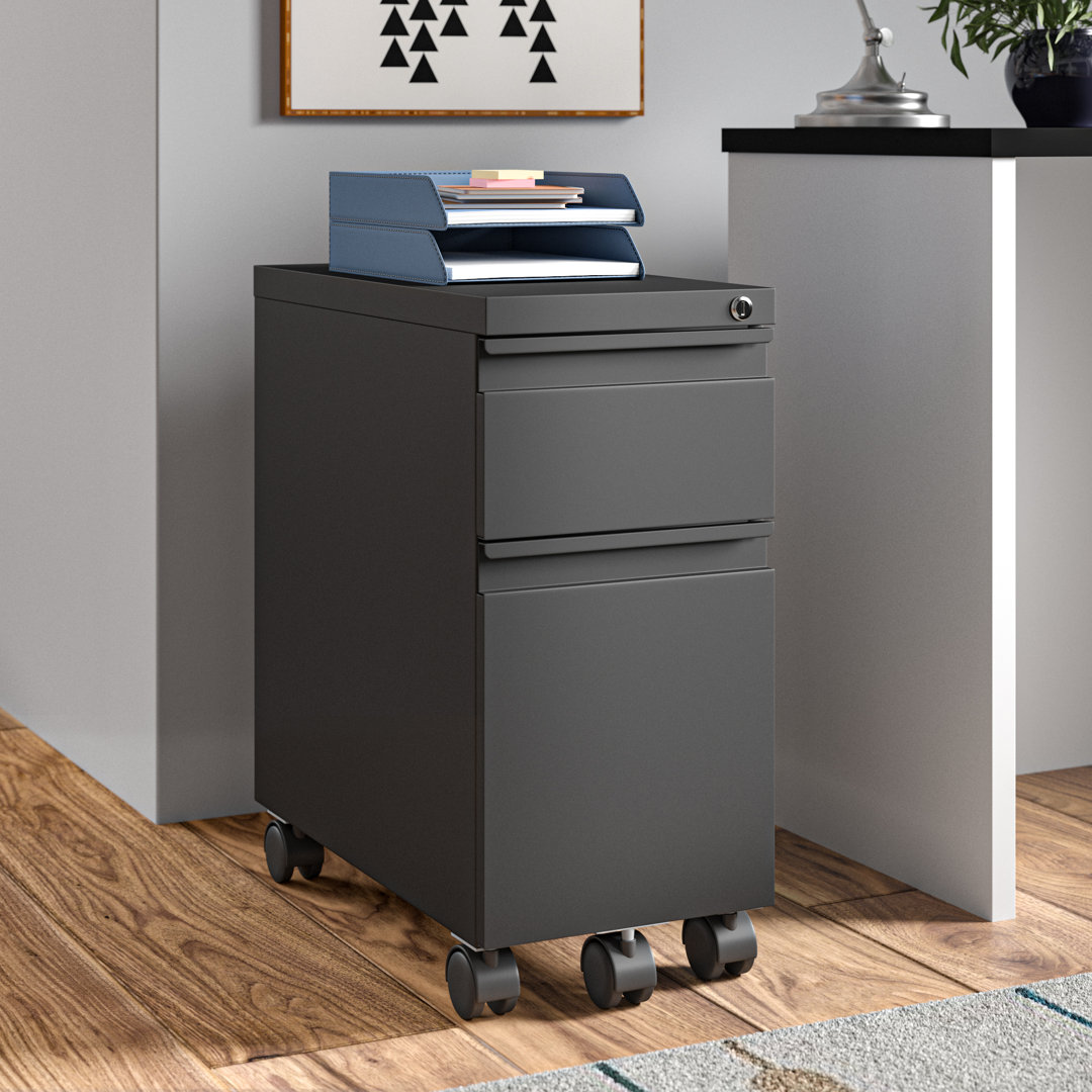 10'' Wide 2 -Drawer Mobile Steel File Cabinet Inbox Zero