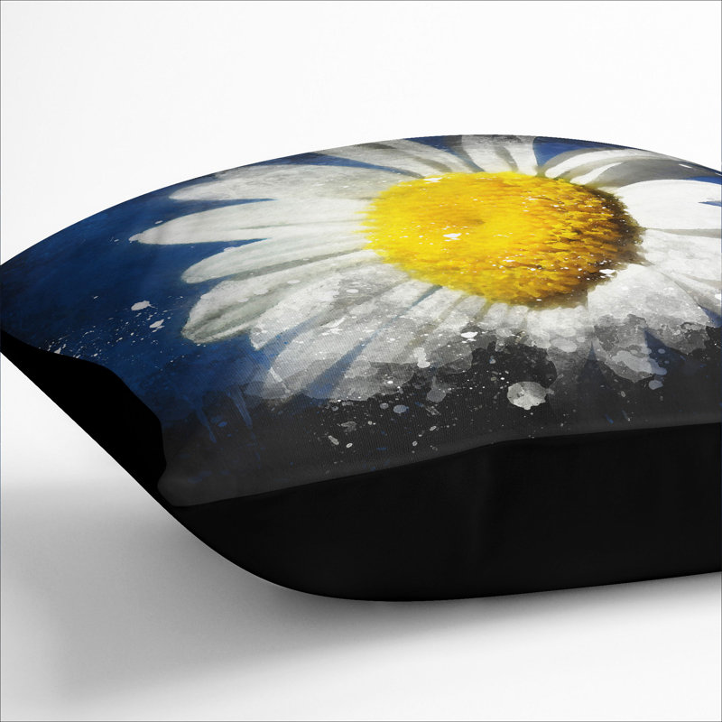 White Daisy Vol.5 Scatter Cushion, Black, 55cm H x 55cm W x 20cm D