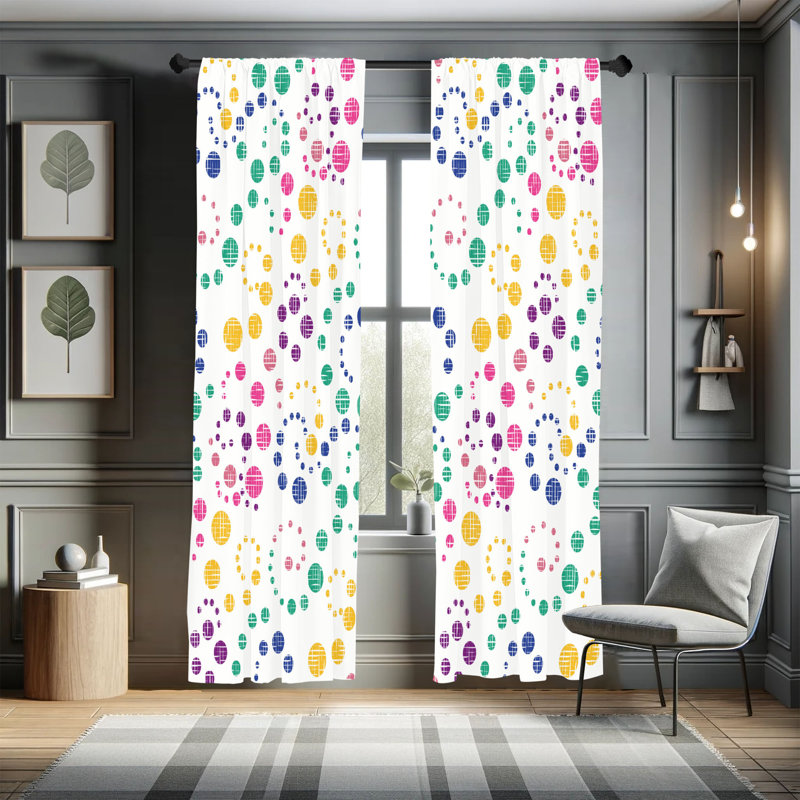 George Oliver Modern Art Curtains, Grunge Polka Dots Print, Pair of 28", Sea Green, 28" W x 63" L