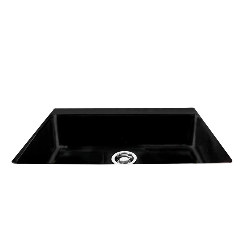 Del Ray 33'' L Single Bowl Cast Iron Kitchen Sink, Black