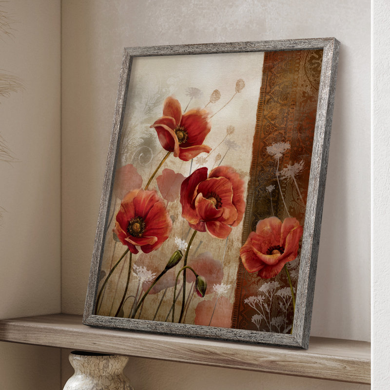 Wild Poppies II, reproduction encadrée - bois massif, H 11 po x l 9 po