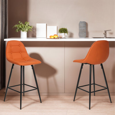 Tabourets de comptoir, ensemble de 2 tabourets de bar avec dossier et repose-pieds, tabourets de bar modernes de hauteur comptoir en métal pour le bar de cuisine à domicile, tabourets de bar sans accoudoirs de 25,5 po