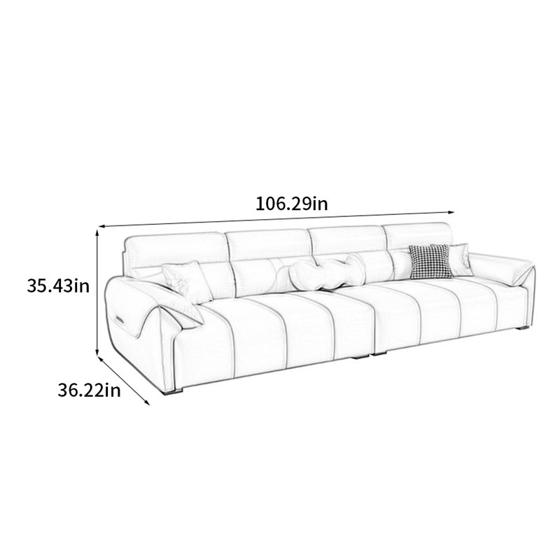 Canapé droit moderne et luxueux, H 35,43 po x l 106,29 po x P 36,22 po