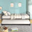Metal Daybed Platform Bed Frame With Trundle Built-In Casters, Twin Size