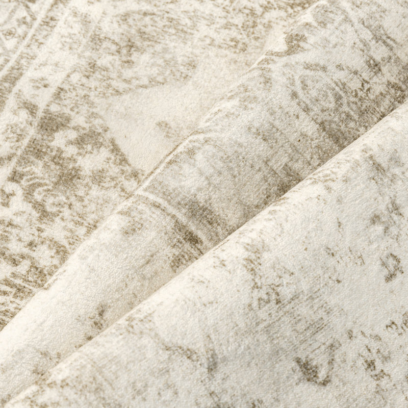 Tapis oriental beige lavable à la machine Marnie, Rectangulaire 3 pi x 5 pi, Beige