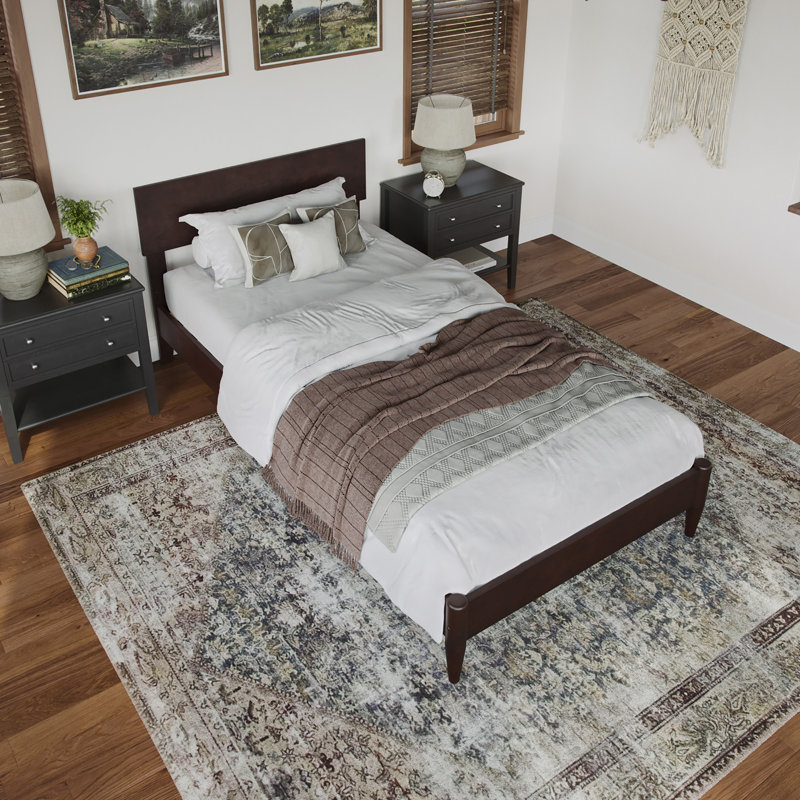 Amandaleigh Solid Wood Panel Bed, Espresso, Twin XL