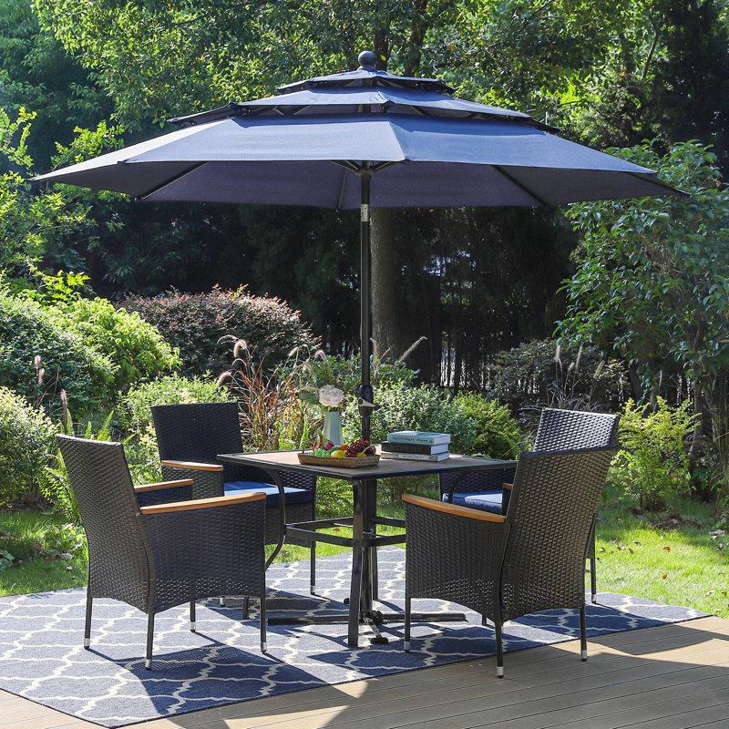 Alyah 4 - Person Patio Dining Set with Square Table , Cushions Included