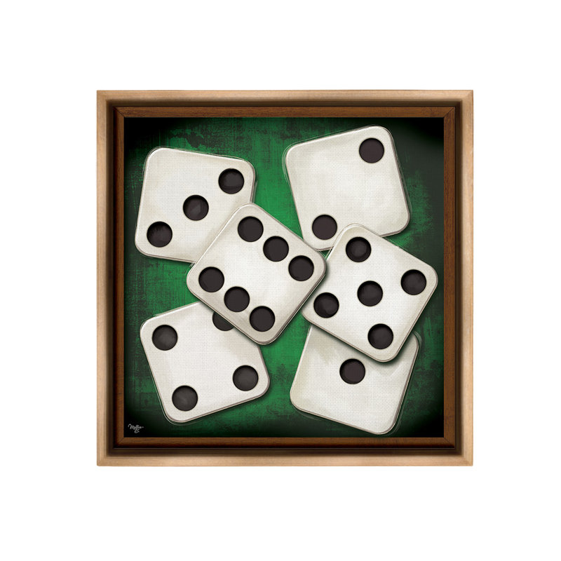 «Dice On Casino Table» par Molly B. sur toile, Cadre flottant orme Montalcino, H 18 po x l 18 po